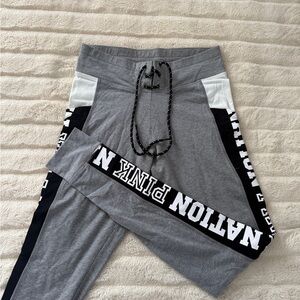 Gray and Black Drawstring Sweatpants